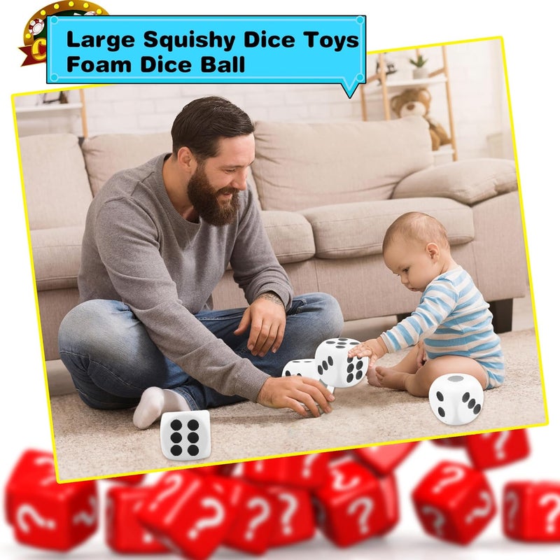 Cotiny 2 Pieces 6 Inches Large Foam Dice Set Giant Foam Dice Soft Dot Dice Toy for Family Educational Toys Parent Child Board Games Nights Casino Themed Party Decoration (Color Set 1) - Image 4